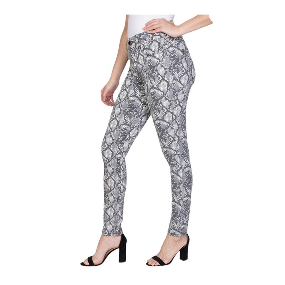 Seven7 Tummyless High Rise Skinny Jean Jegging Gray Neutral Snake Size 4 Stretch